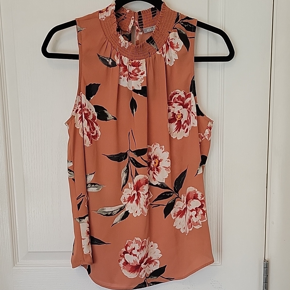 Daniel Rainn Pink Sleeveless Mandarin Collar Blouse